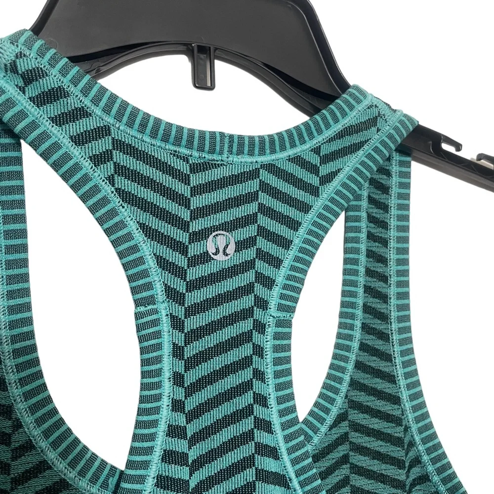 Lululemon 2 Aqua Striped‎ Razorback Tank, Soft